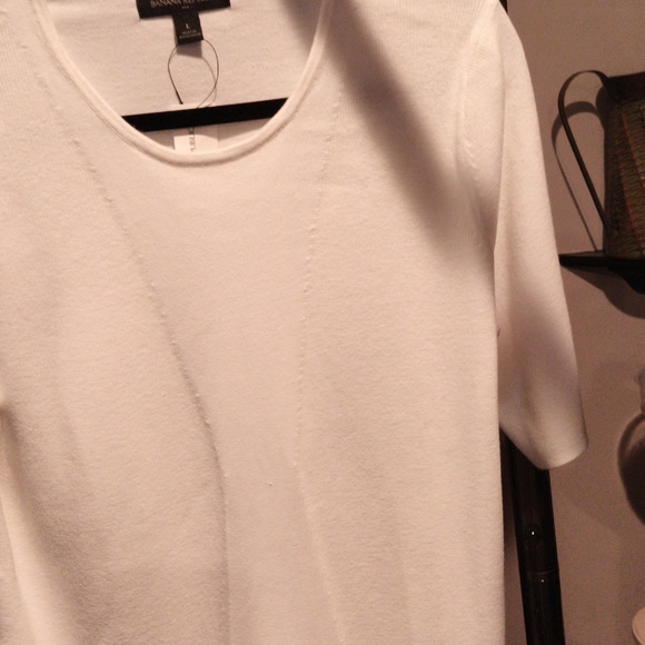 FINAL PRICE NWT Banana Republic White Short Sleeve Top Size Large - Picture 6 of 10